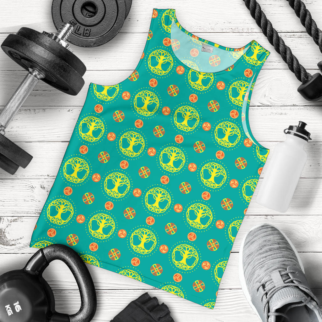 Celtic Tree of Life Print Pattern Men Tank Top