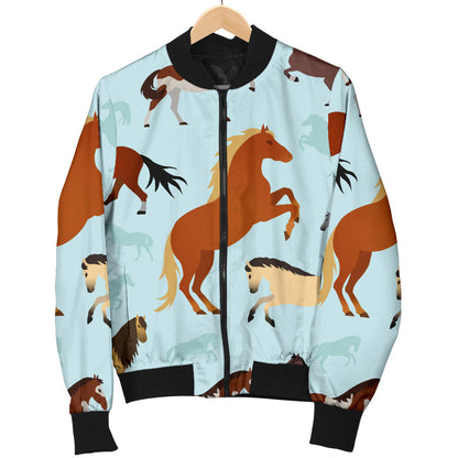 Horse Cute Themed Pattern Print Men Bomber Jacket