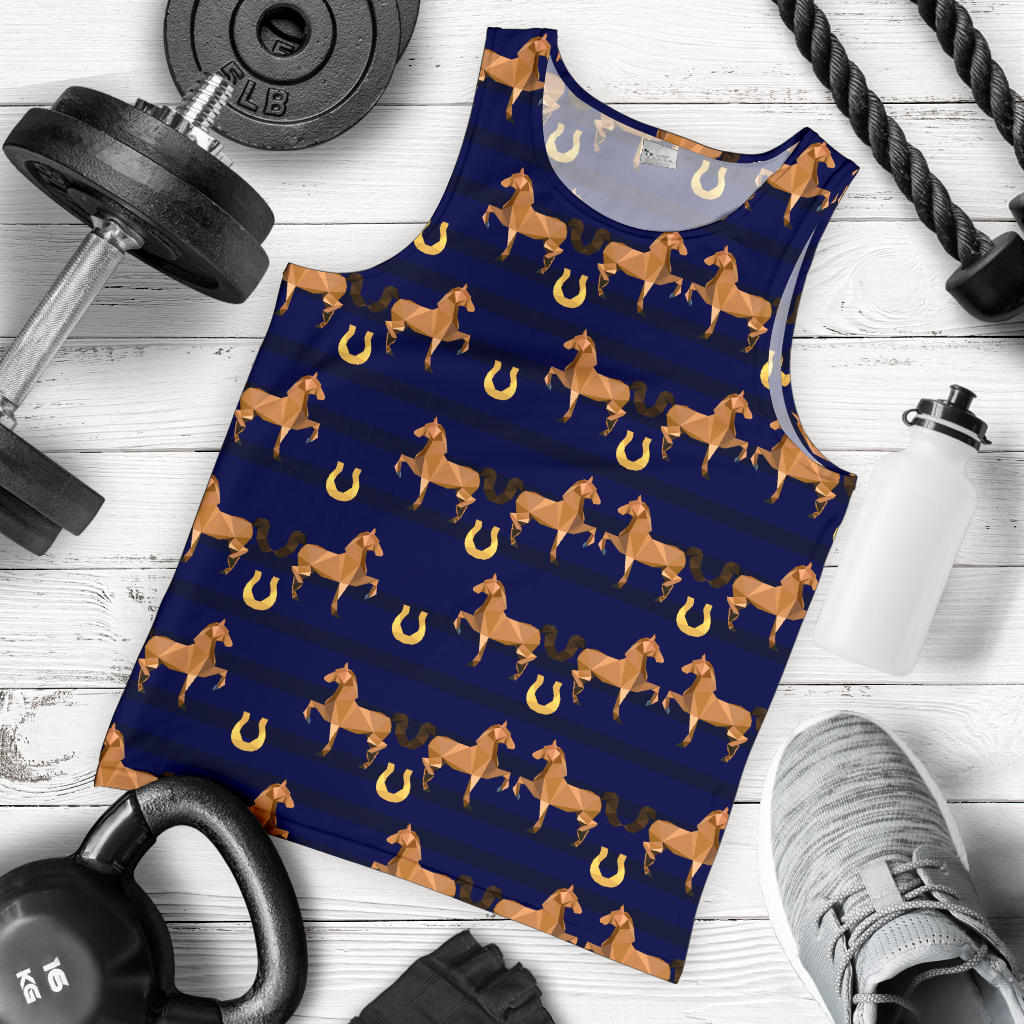 Horse Luxury Themed Pattern Print Men Tank Top