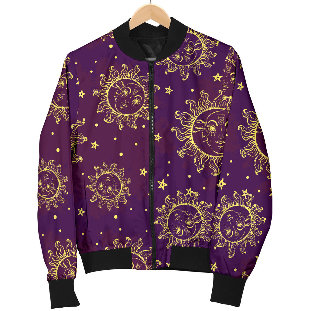 Sun Moon Star Design Themed Print Men Bomber Jacket