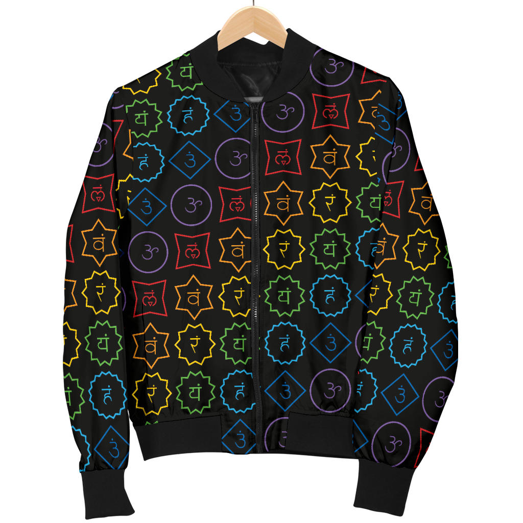 Chakra Colorful Symbol Pattern Men Bomber Jacket