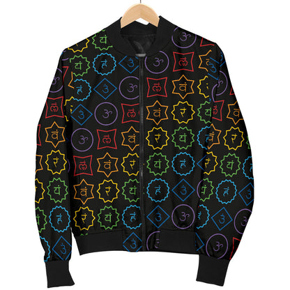 Chakra Colorful Symbol Pattern Men Bomber Jacket