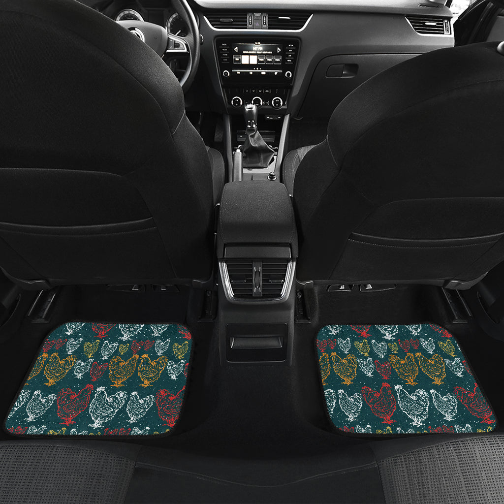 Rooster Hand Draw Design Car Floor Mats Front Back