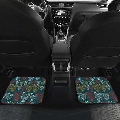 Rooster Hand Draw Design Car Floor Mats Front Back