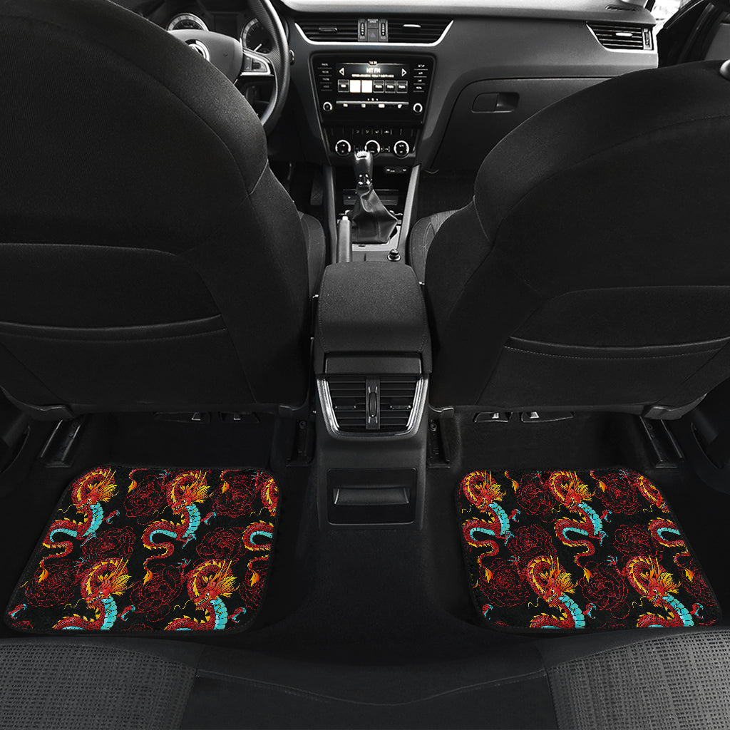 Chinese Dragons and Peonies Design Car Floor Mats Front Back