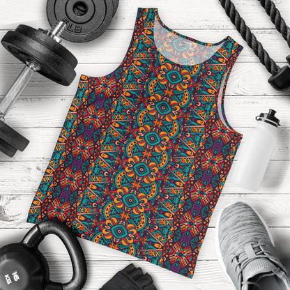Ethnic Style Print Pattern Men Tank Top