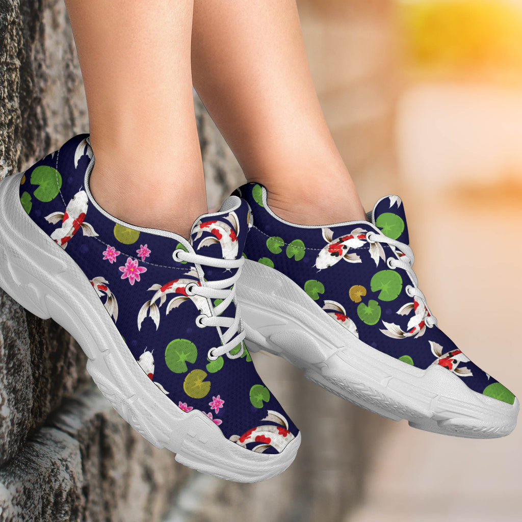 Koi Carp Pattern Design Themed Print Chunky Sneakers