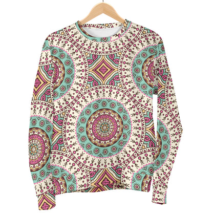 Bohemian Round Style Print Women Long Sleeve Sweatshirt