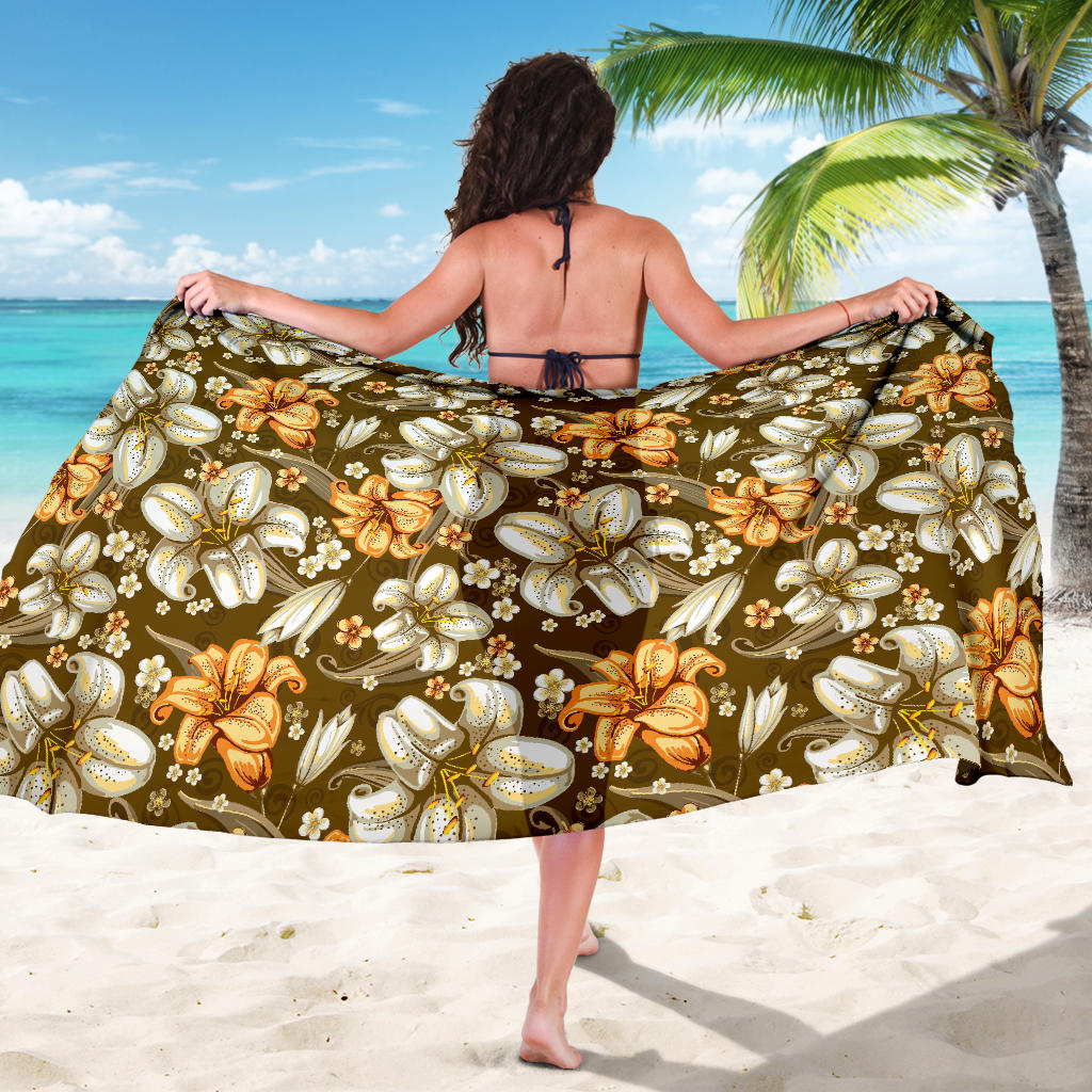 Lily Pattern Print Design 01 Sarong Pareo Wrap