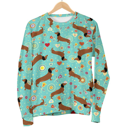 Dachshund with Floral Print Pattern Women Long Sleeve Sweatshirt