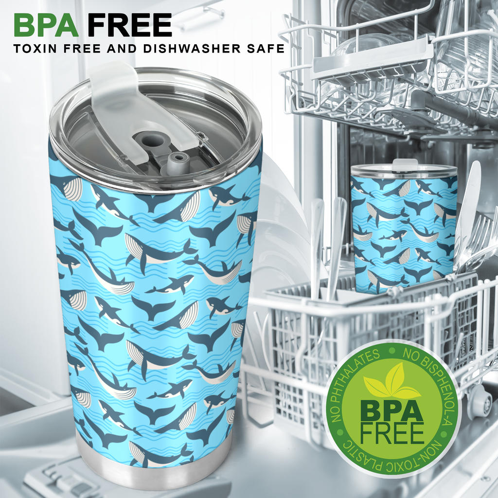 Whale Pattern Design Themed Print Tumbler