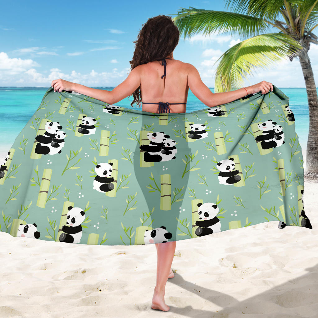 Panda Pattern Print Design A03 Sarong Pareo Wrap