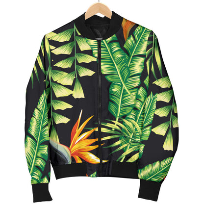 Hawaiian Flower Tropical Palm Leaves Men Bomber Jacket