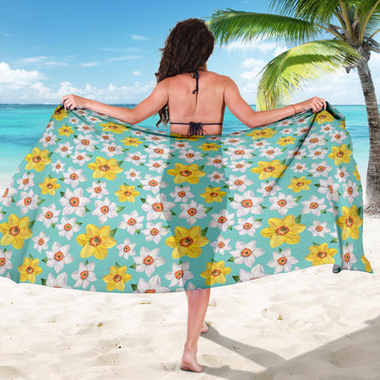 Daffodils Pattern Print Design 02 Sarong Pareo Wrap