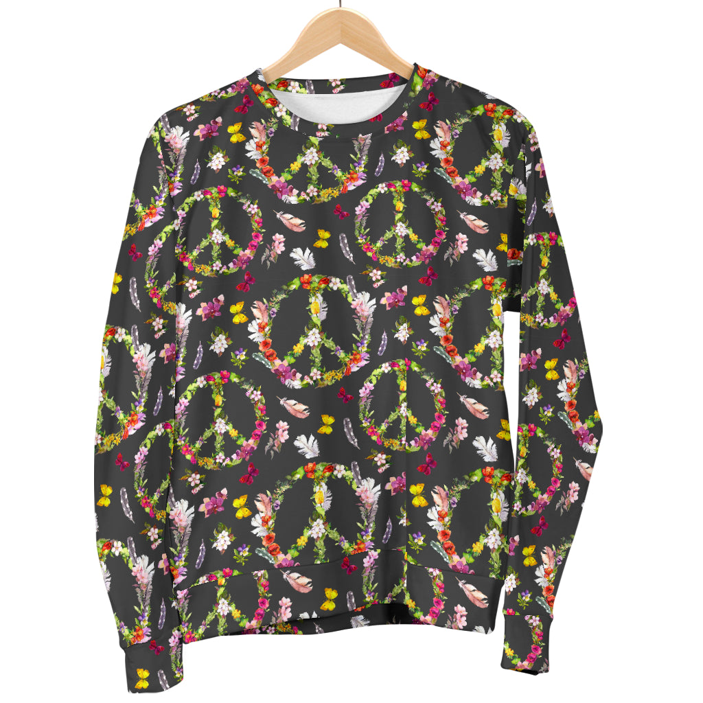 Peace Sign flowers Design Print Women Long Sleeve Sweatshirt