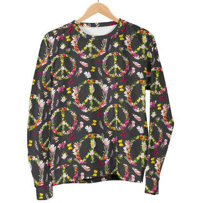 Peace Sign flowers Design Print Women Long Sleeve Sweatshirt
