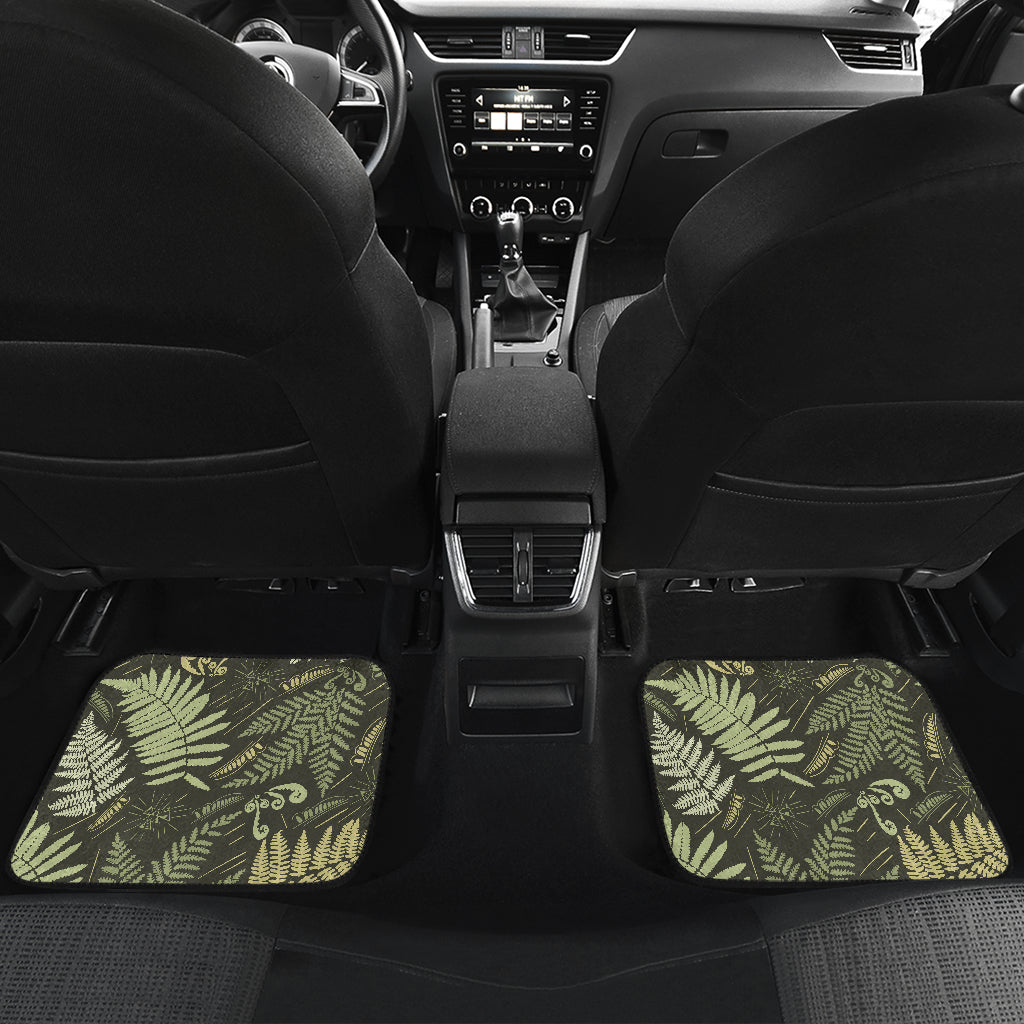 Fern Leave Green Print Pattern Car Floor Mats Front Back