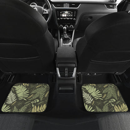 Fern Leave Green Print Pattern Car Floor Mats Front Back