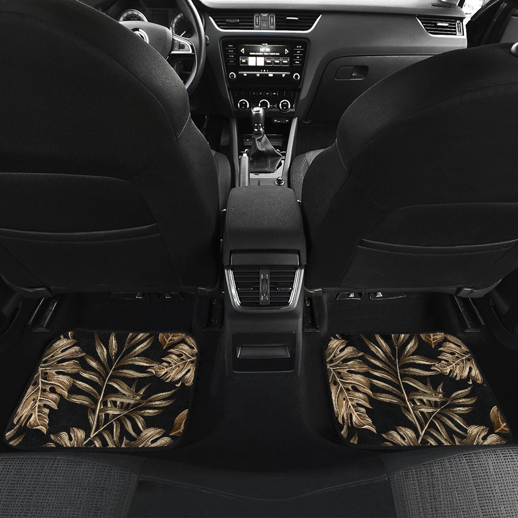 Brown Tropical Palm Leaves Car Floor Mats Front Back