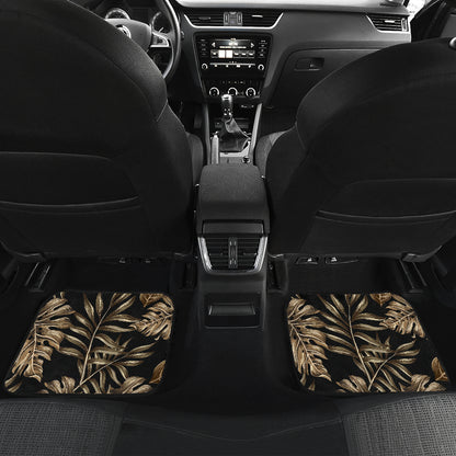 Brown Tropical Palm Leaves Car Floor Mats Front Back