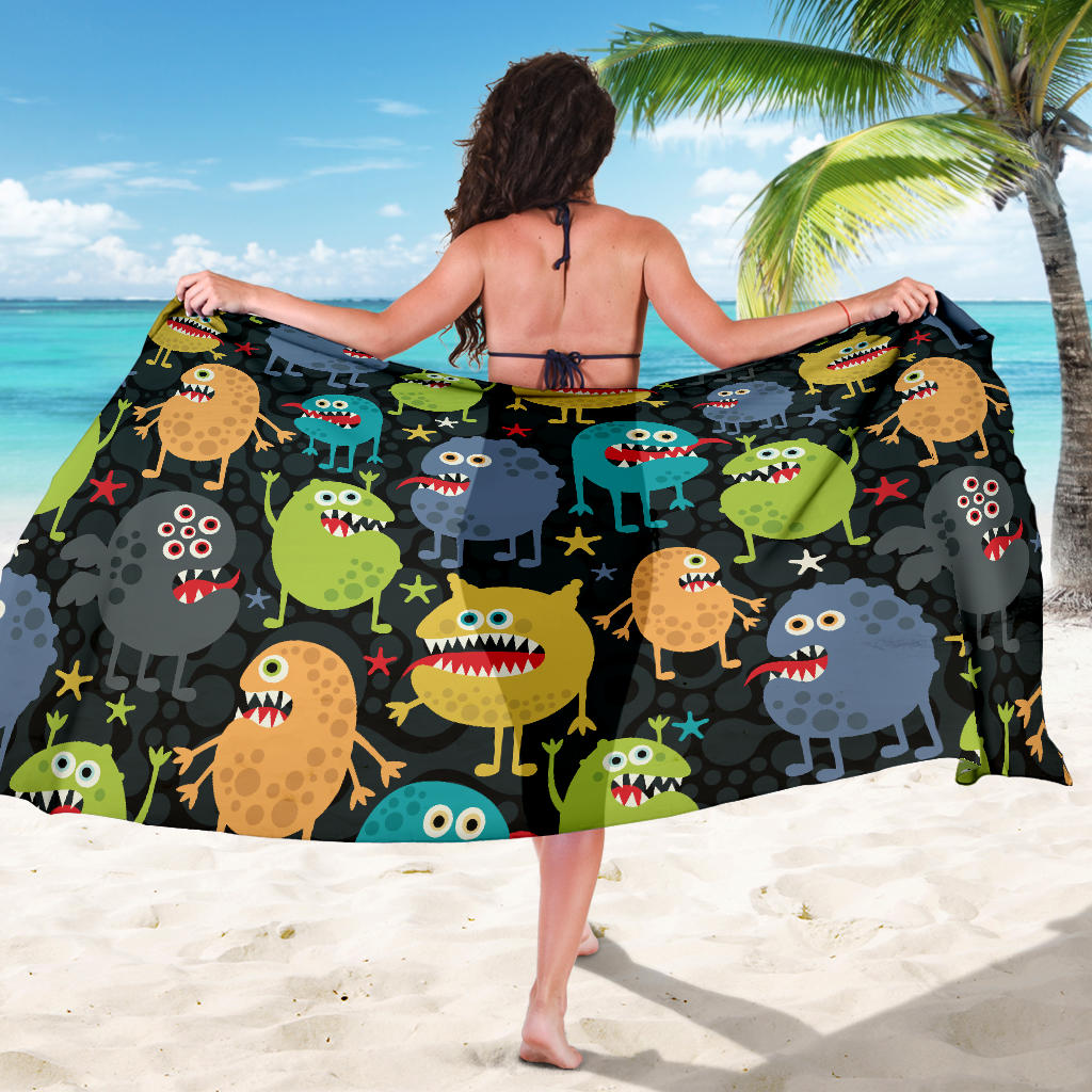 Monster Pattern Print Design 01 Sarong Pareo Wrap