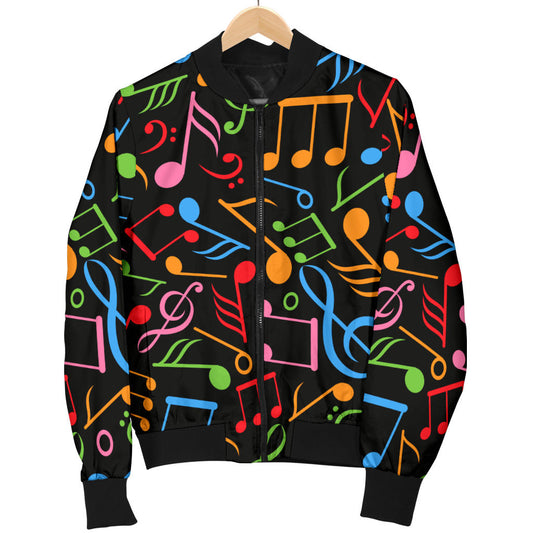 Music Note Colorful Themed Print Men Bomber Jacket