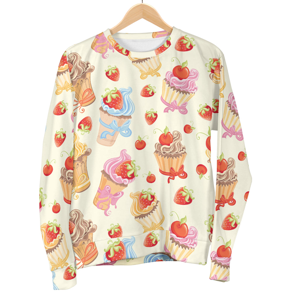 Cupcakes Strawberry Cherry Print Women Long Sleeve Sweatshirt