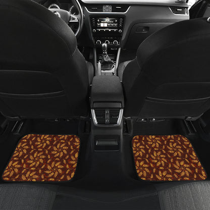 Agricultural Brown Wheat Print Pattern Car Floor Mats Front Back