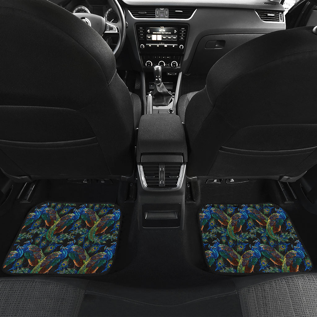 Peacock Themed Design Print Car Floor Mats Front Back