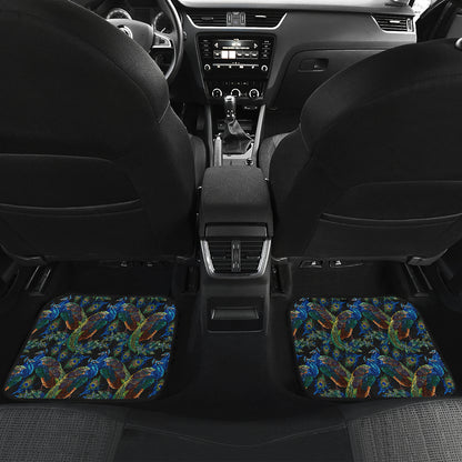 Peacock Themed Design Print Car Floor Mats Front Back