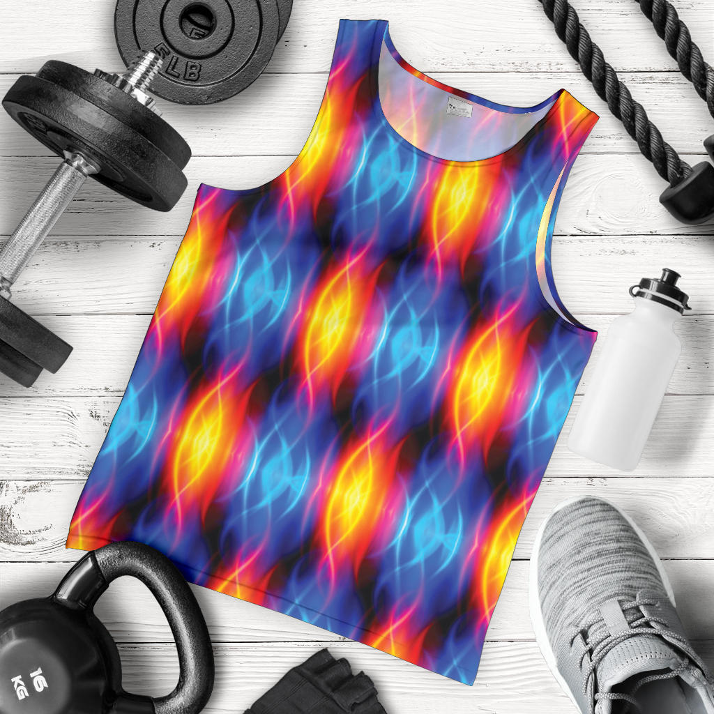 Flame Fire Blue Design Print Men Tank Top