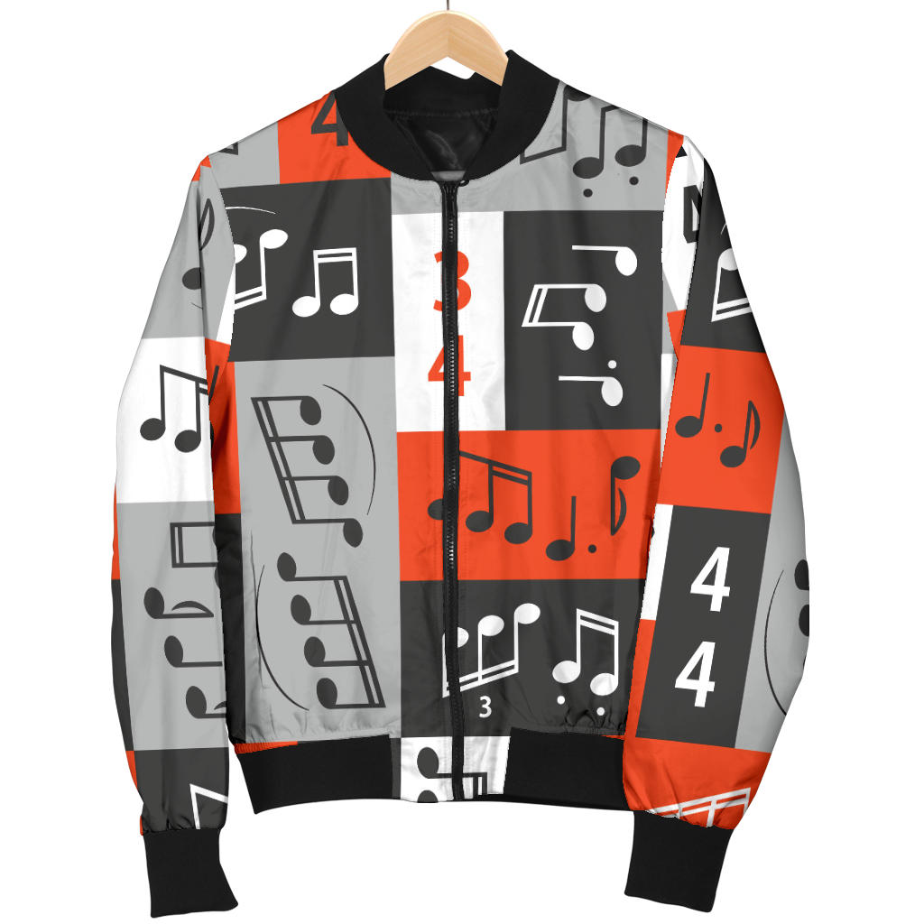Music Note Design Themed Print Men Bomber Jacket