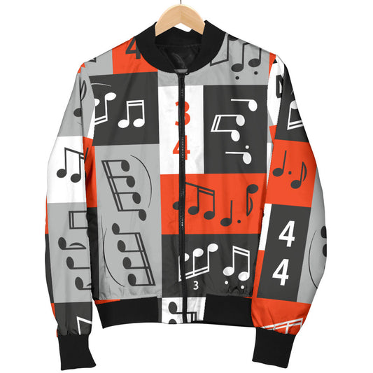 Music Note Design Themed Print Men Bomber Jacket