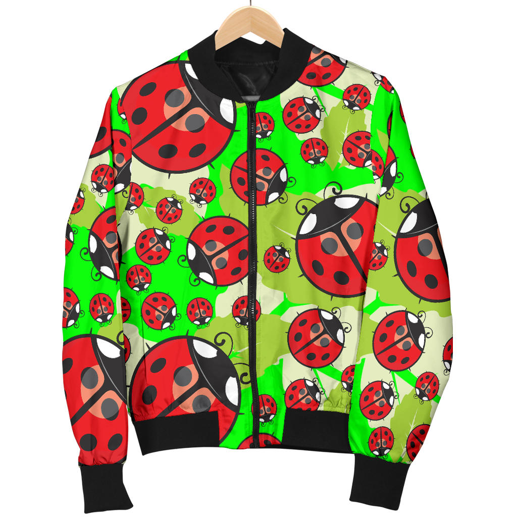 Ladybug with Leaf Print Pattern Men Bomber Jacket