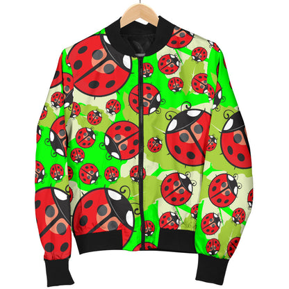 Ladybug with Leaf Print Pattern Men Bomber Jacket