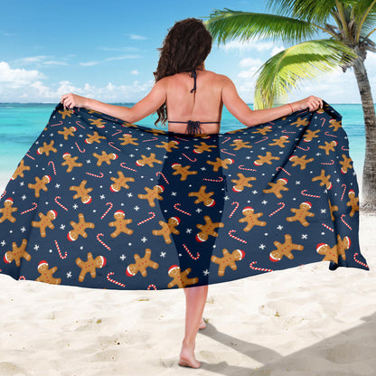 Gingerbread Pattern Print Design 01 Sarong Pareo Wrap