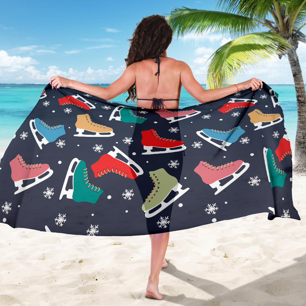 Ice Skate Pattern Print Design 04 Sarong Pareo Wrap