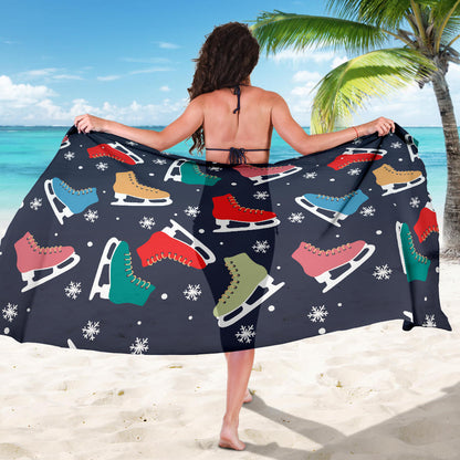 Ice Skate Pattern Print Design 04 Sarong Pareo Wrap