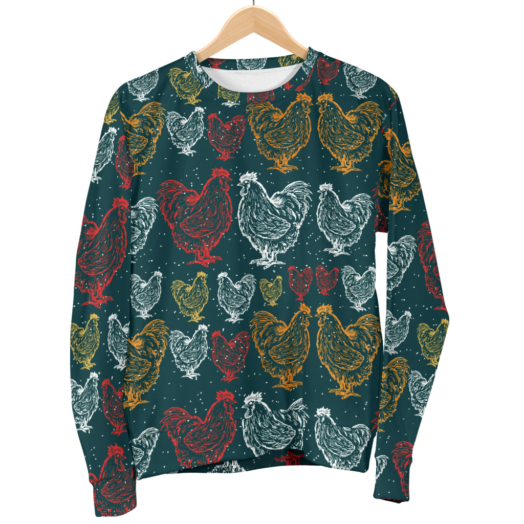 Rooster Hand Draw Design Women Long Sleeve Sweatshirt