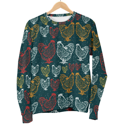 Rooster Hand Draw Design Women Long Sleeve Sweatshirt