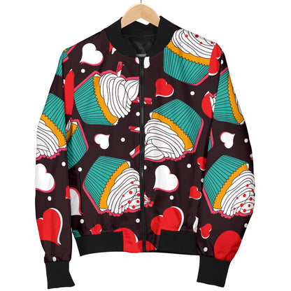 Cupcakes Heart Print Pattern Men Bomber Jacket