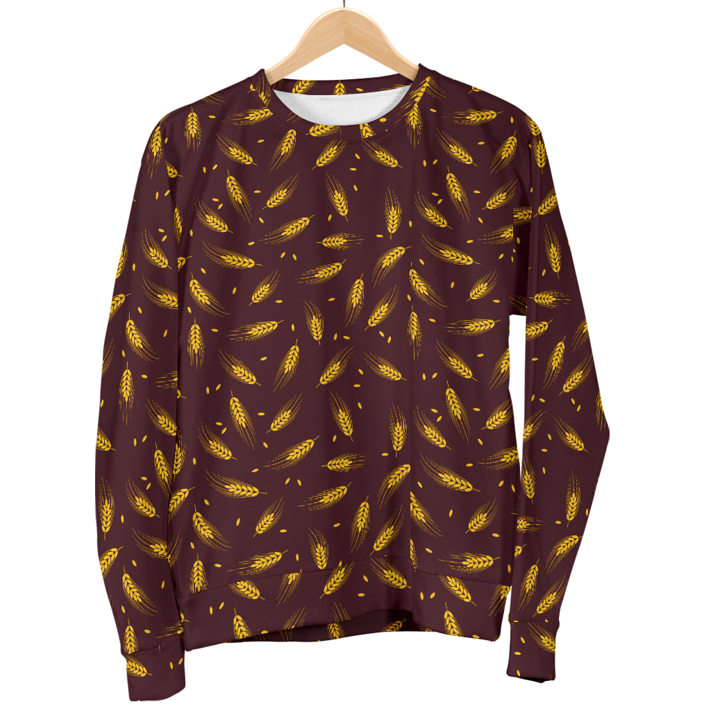 Agricultural Gold Wheat Print Pattern Women Long Sleeve Sweatshirt