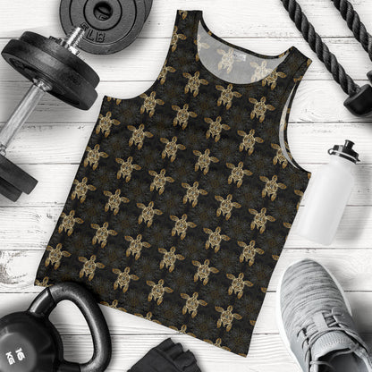 Gold Tribal Turtle Polynesian Design Men Tank Top