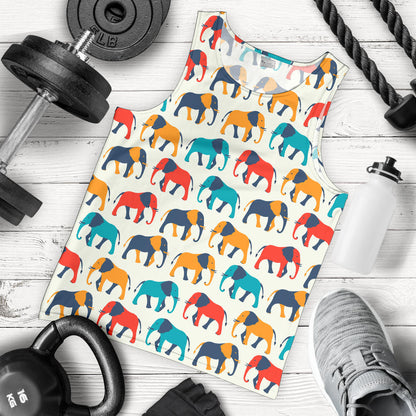 Elephant Colorful Print Pattern Men Tank Top