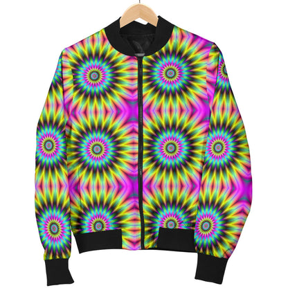 Optical illusion Flower Rainbow Style Men Bomber Jacket