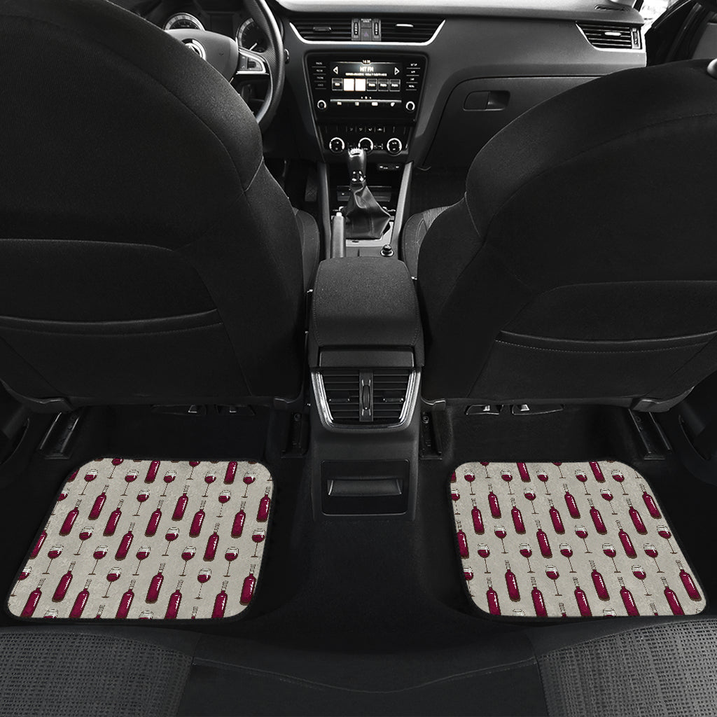 Wine Bottle Pattern Print Car Floor Mats Front Back