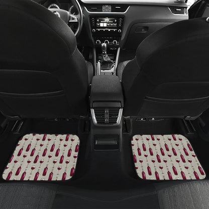 Wine Bottle Pattern Print Car Floor Mats Front Back