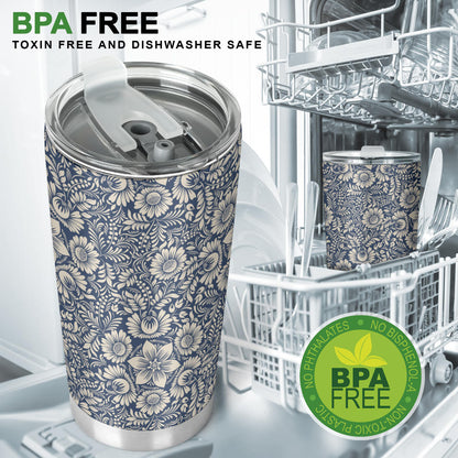 Elegant Floral Print Pattern Tumbler