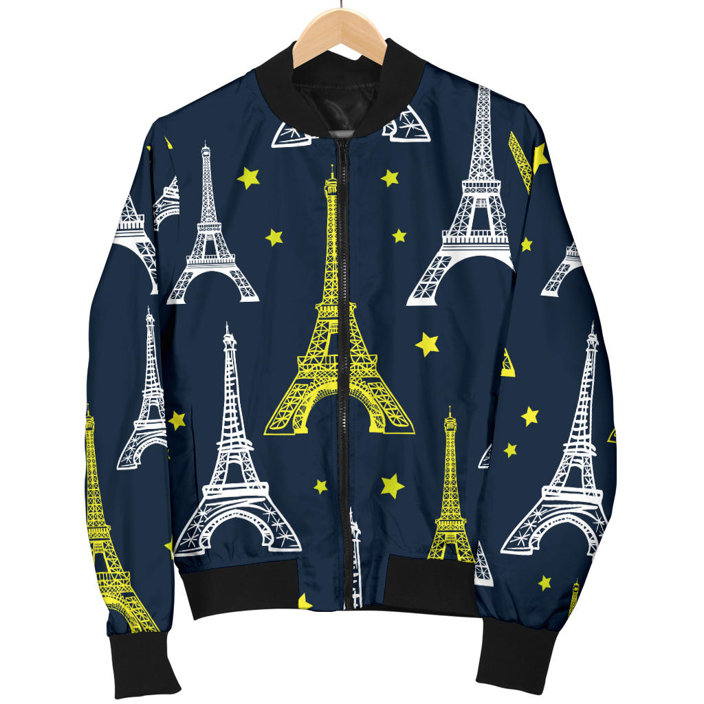Eiffel Tower Star Print Men Bomber Jacket