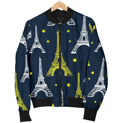 Eiffel Tower Star Print Men Bomber Jacket